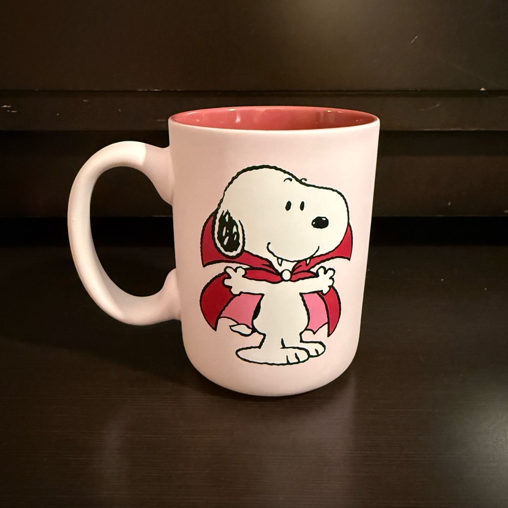 SNOOPY VAMPIRE TRICK OR TREAT Soft Touch Pink HALLOWEEN Mug